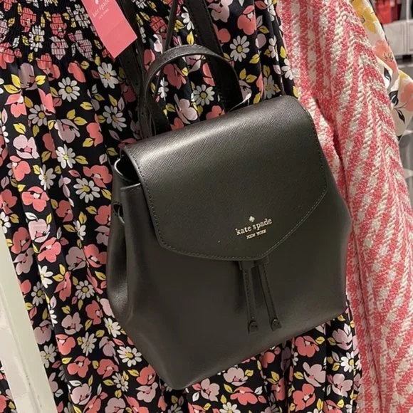 Kate Spade Lizzie Medium Flap Backpack Black - Picture 4 of 16